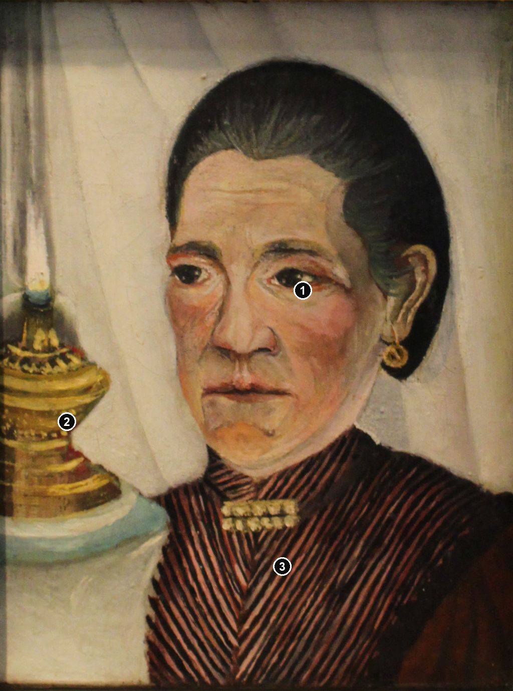 Annotated details from Portrait of the Second Wife of the Artist by Henri Rousseau